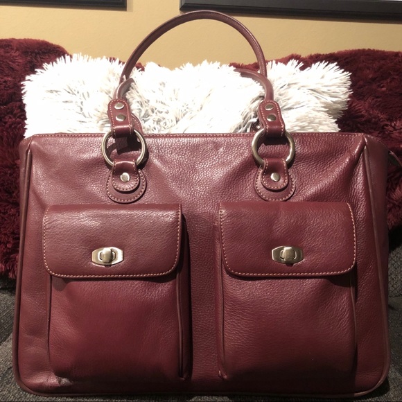 Franklin Covey Handbags - Franklin Covey Burgundy/Red Leather Laptop Bag